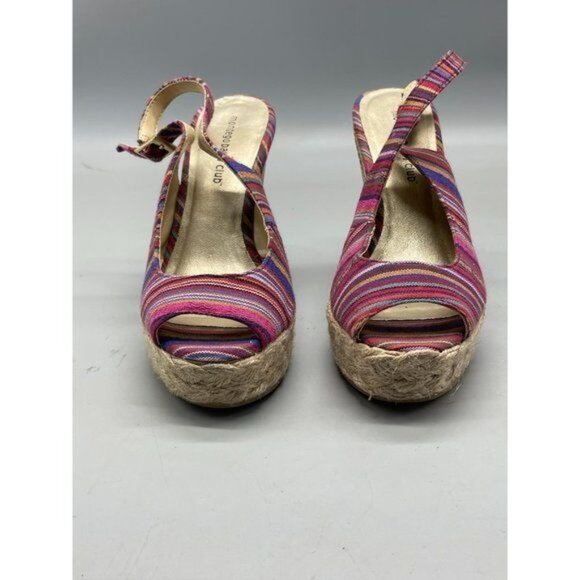 Montego Bay Club open toe strap back wedge heals buckle weaved pink size 9.5 REA - Picture 5 of 8